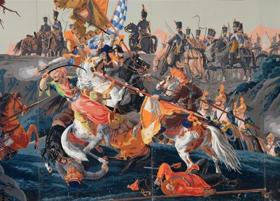 奥斯特利茨战役的细节，全景壁纸设计，1827-29（壁纸） 作者 法语学校