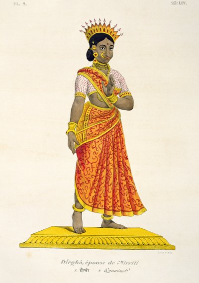 Nirriti的Dirgha妻子，由C. de Motte（1785-1836）镌刻 作者 法语学校