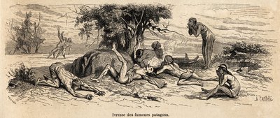 Drunkenness of smokers, drawing by the author, to illustrate 3 years of captivity among the patagons 作者 法语学校