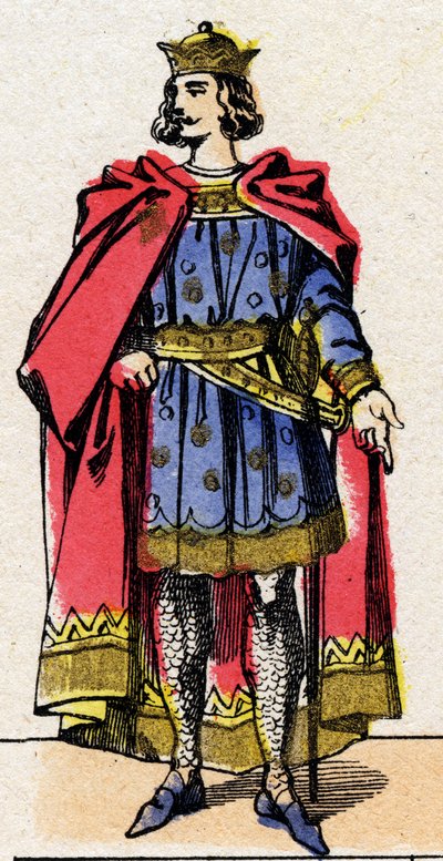 卡佩特王朝。路易七世（Louis VII dit le Jeune，1120-1180）的肖像，1137年至1180年的法兰克人国王。19世纪末的埃皮纳尔成像。私人收藏。 作者 法语学校