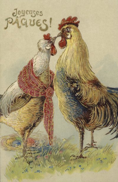 Easter card with chickens (colour litho) 作者 法语学校