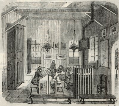 19世纪比塞特的白痴学校--埃德蒙-特克西尔1852年所作的 "巴黎表 "中的版画 作者 法语学校