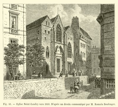 Saint-Landry教堂大约在1810年，Dapres由Romain Boulenger先生传达 作者 法语学校