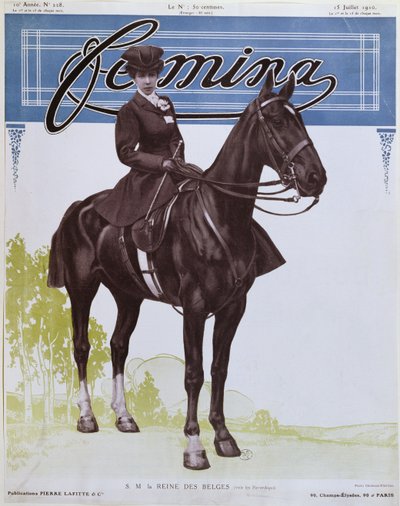 伊丽莎白（1876-1965）比利时女王，1910年7月15日，Femina杂志封面 作者 法语学校