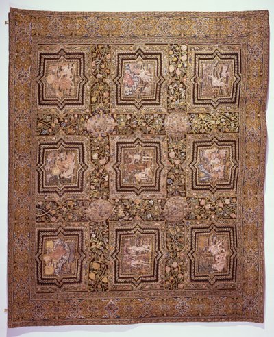 带有圣经场景的刺绣桌布，c.1600（亚麻帆布上的羊毛和丝绸） 作者 法语学校