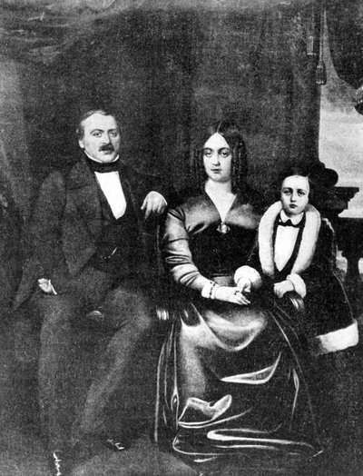 Emile Zola（1840-1902）和他的父母，c.1846 作者 法语学校