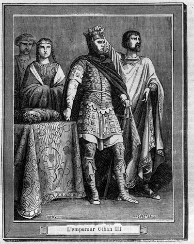 Emperor Othon III (980-1002), German Roman Emperor Engraving in “History of Pope-King-Queen-and-Emperors through the centuries” by Maurice Lachatre 作者 法语学校