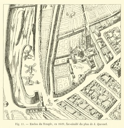 封闭寺庙，1609年; J Quesnel计划的传真 作者 法语学校