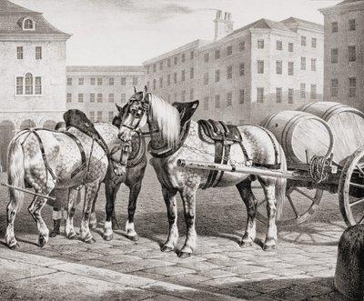 英国农场马，1823年 作者 法语学校