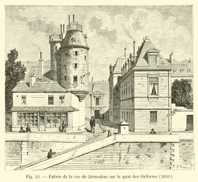 1850年在Quai des Orfevres入口耶路撒冷街 作者 法语学校