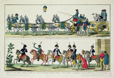 1814年4月12日进入巴黎查尔斯，阿图瓦伯爵，1814年5月3日进入巴黎路易十八，法国国王和纳瓦拉 作者 法语学校