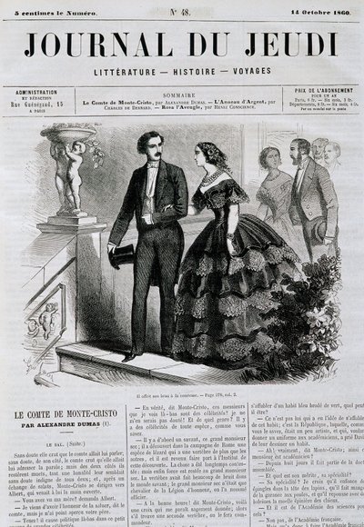 小说系列《基督山伯爵》（Monte Cristo）的情节 - 在“Le Journal du Jeudi”中，来自 1860 年 10 月 14 日 作者 法语学校