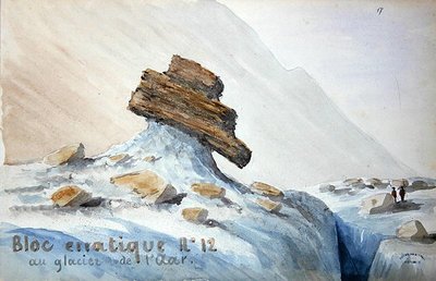 位于瑞士阿尔卑斯山阿尔冰川的第12号不规则块（纸上水彩画） 作者 法语学校