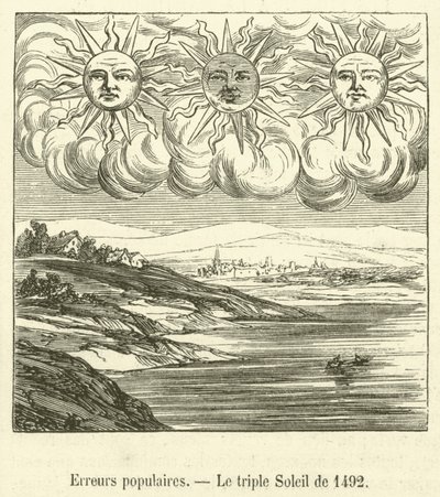 流行的错误，1492 年的三重太阳（雕刻） 作者 法语学校