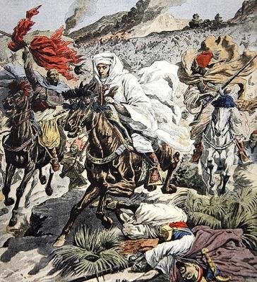 逃离摩洛哥的Sultan Abd Al-Aziz，封面来自Le Petit Journal，1908年9月6日 作者 法语学校