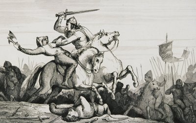 Eudes（860-98）与诺曼人作战，来自Colart的“Histoire de France”，出版于1840年 作者 法语学校