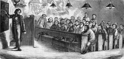 1858年，在巴黎的一所公立成人学校上晚课。 作者 法语学校