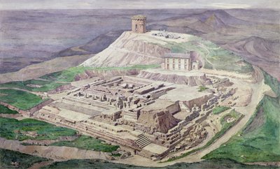 1876 年发掘伽罗罗曼墨丘利神庙遗址（水彩画） 作者 法语学校