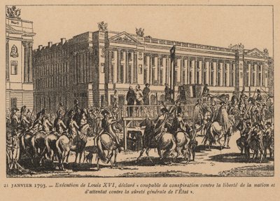 法国国王路易十六被处决，巴黎，法国大革命，1793 年 1 月 21 日（雕刻） 作者 法语学校