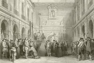 1632年10月30日在图卢兹的Hotel de Ville法院执行Montmorenci 作者 法语学校