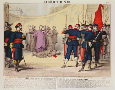 1871年巴黎公社期间巴黎大主教Darseigneur Darboy的执行（彩色版画） 作者 法语学校