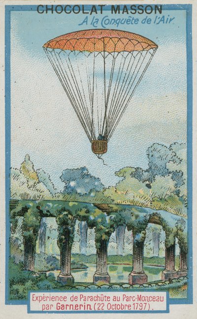 在Andre-Jacques Garnerin（1797年10月22日）在Parc Monceau试验跳伞 作者 法语学校