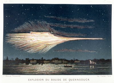 1857 年 12 月 27 日 Quenngouck 的火球（陨石）爆炸 - 在 Amédée Guillemin 创作的“Le Ciel”中，巴黎 作者 法语学校