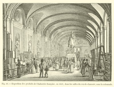 法国工业产品展览，于1819年，在一楼的房间，在柱廊下 作者 法语学校