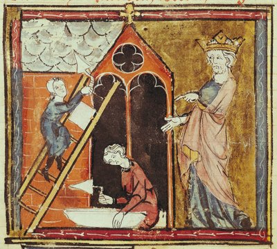 F.235v King Louis VI（1080-1137）观看建筑教堂，来自Grandes Chroniques de France 1375-79 作者 法语学校