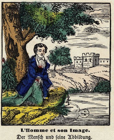 Fables de La Fontaine: man and his image. Image of Epinal, first half of the 19th century. 作者 法语学校