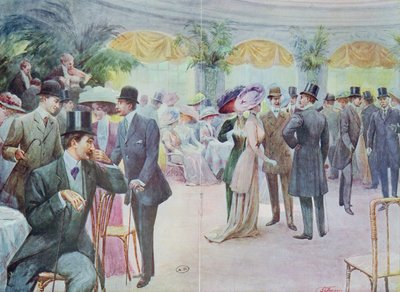 时尚板块描绘了一次社会聚会，1908年 作者 法语学校