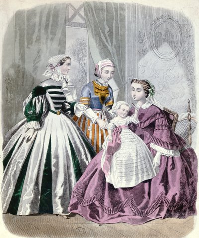 时尚板材来自Le Monde Elegant 1859（彩色雕刻） 作者 法语学校