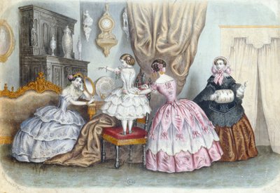 时装板，来自la Mode Illustree;，c.1860 作者 法语学校
