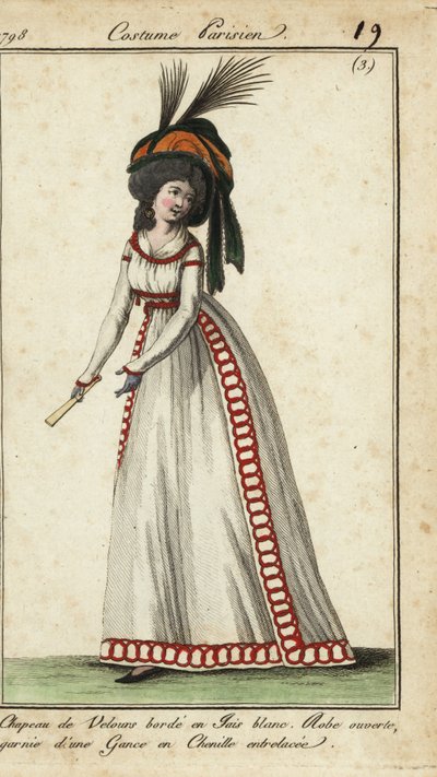 Fashionable woman with fan in huge hairstyle and hat 作者 法语学校