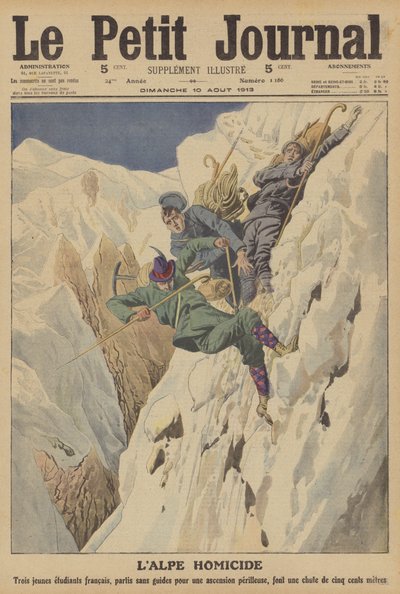 瑞士阿尔卑斯山的致命登山事故（彩色石版画） 作者 French School