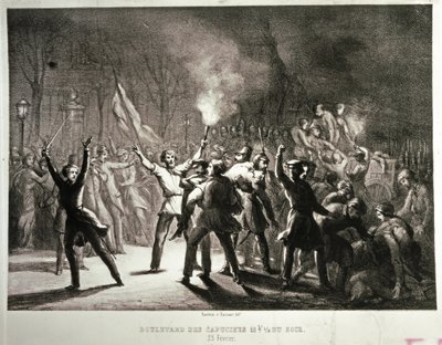 1848 年二月革命（石版画） 作者 法语学校