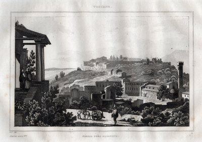 菲耶索尔-托斯卡纳--来自M. de Norvins, Ch. Nodier 1834-1836的 "意大利风景画 "的版画。 作者 法语学校