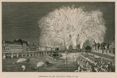 1745年在巴黎Pont-Neuf的烟花 作者 法语学校