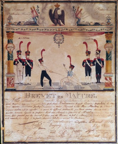 第一帝国。1813年的武器大师证书。击剑文凭，巴黎，军事博物馆 作者 法语学校