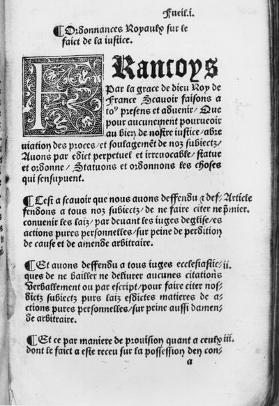 Villers-Cotterets条例第15页，1539（印刷纸） 作者 法语学校