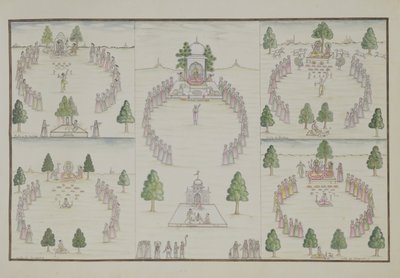 五个印度教徒：来自The Gentil专辑的Shiva，Krishna，Vishnu，Brahma和Mother Goddess，于1774年出版 作者 法语学校