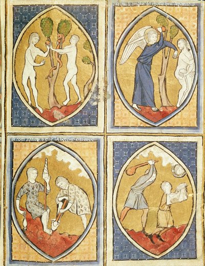 Fol.93r亚当和夏娃的故事，来自Image du Monde 作者 法语学校