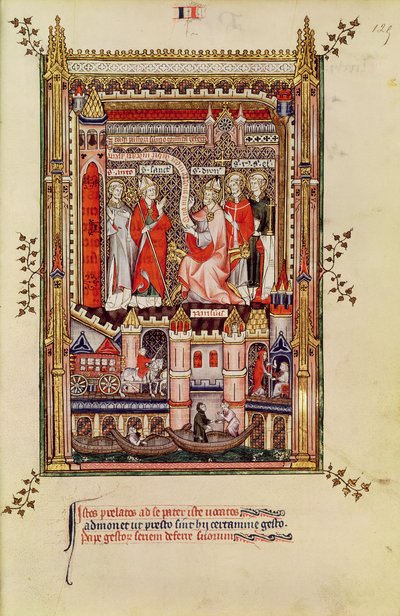Fr 2091 fr.125 St. Saintin和St. Antonin被敦促撰写圣丹尼斯生活的故事，来自Vie de St. Denis，1317 作者 法语学校
