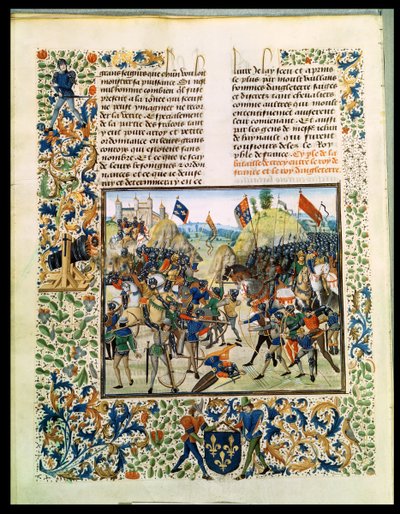 Frus 2643 f.165v来自百年战争的克雷西战役，来自Froissarts Chronicle，1346年8月24日 作者 法语学校