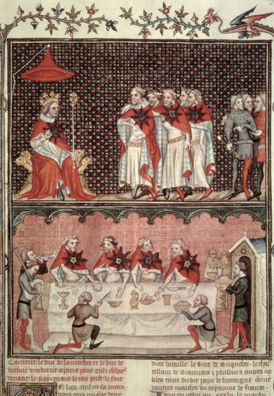 Fr 2813 fol.39 Dauphin Charles（1338-80）和三国代表，来自Grandes Chroniques de France，1375-79 作者 法语学校