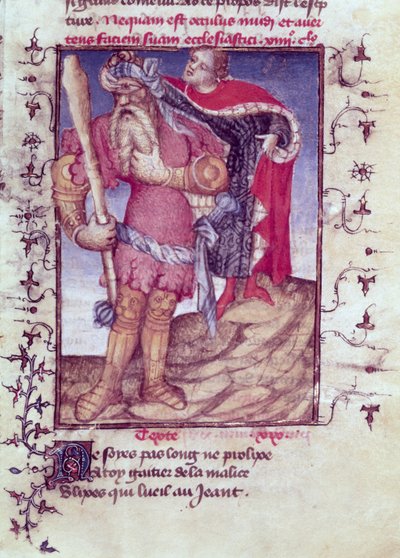 Fr 606 f.11尤利西斯从Epitre大师那里刺穿独眼巨人的眼睛，由Epitre大师，c.1406刺穿 作者 法语学校