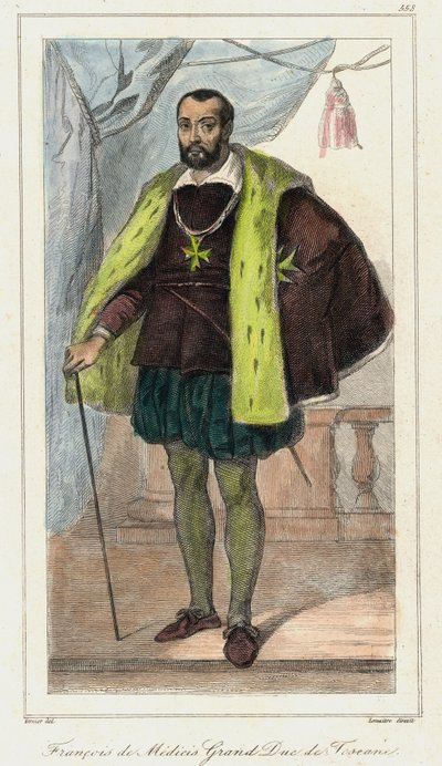 弗朗西斯科-德-美第奇（Francis de Medicis），托斯卡纳大公（1541 - 1587），美第奇的玛丽的父亲。雕版画 19世纪。 作者 法语学校