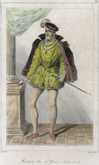 Francois I of Lorraine, 2nd Duke of Guise (1519 - 1563). It started the first war of religion by the massacre of Wassy (Vassy) (1562). Engraving 19th century. 作者 法语学校