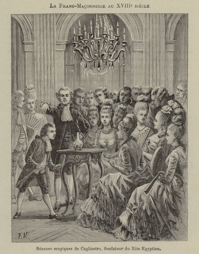 Freemasonry in the 18th Century: magic seance conducted by Aleesandro Cagliostro, founder of the Egyptian Rite (engraving) 作者 法语学校