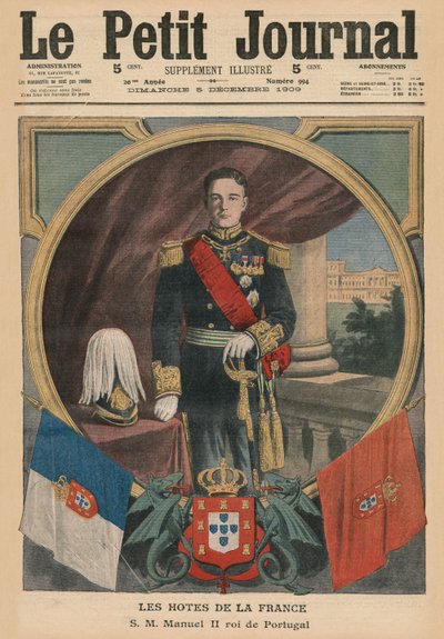 法国主持人，葡萄牙国王曼努埃尔二世陛下，“Le Petit Journal”封面插图，补充插画，1909年12月5日 作者 French School